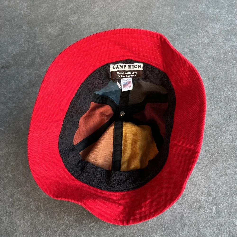 Camp High Hat Bucket Fitted One Size Multicolor Corduroy Patchwork Made USA Mens
